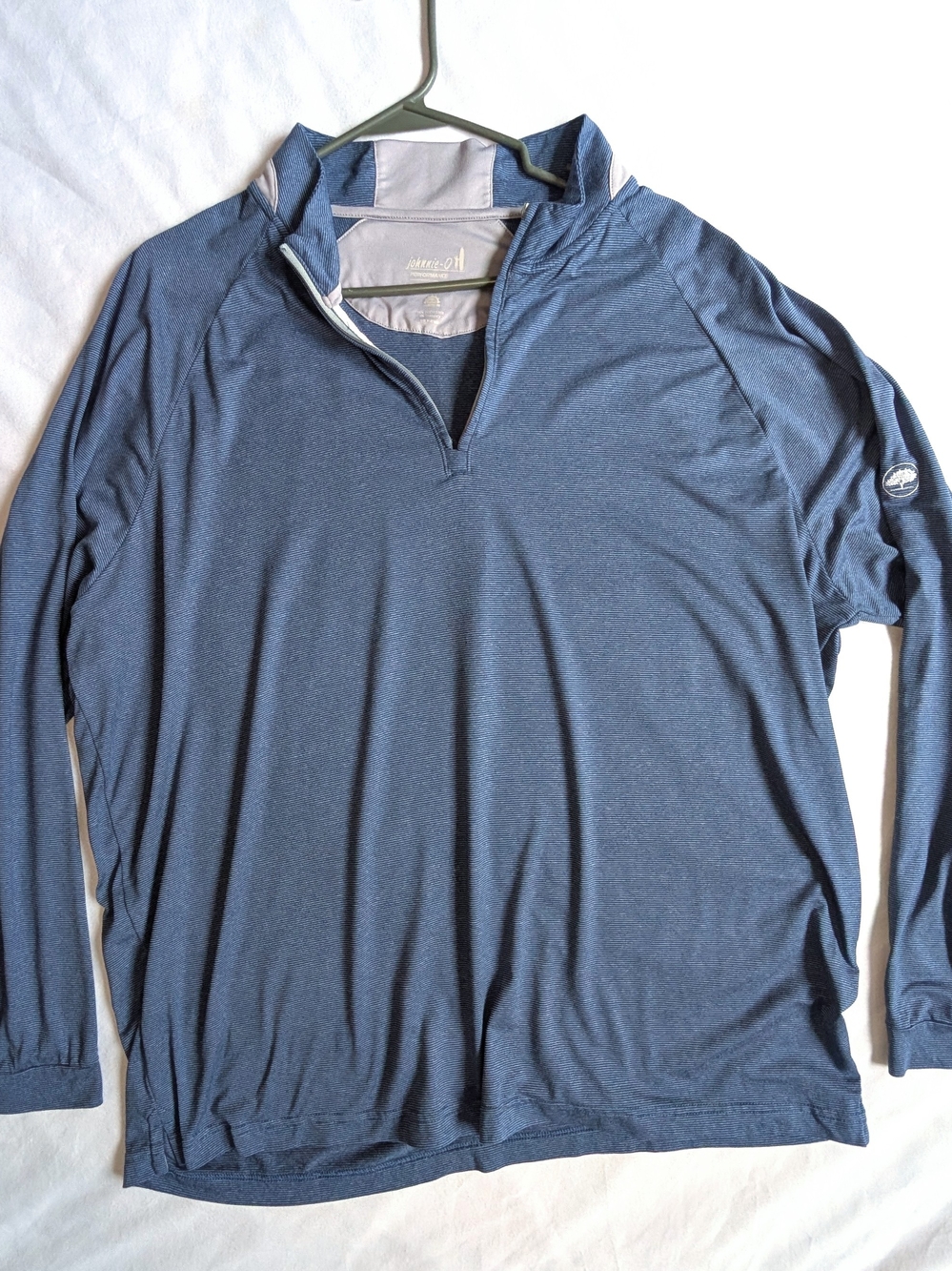 Johnnie-O Performance Blue Micro Stripe 1/4 Zip Pullover XL Flawed
